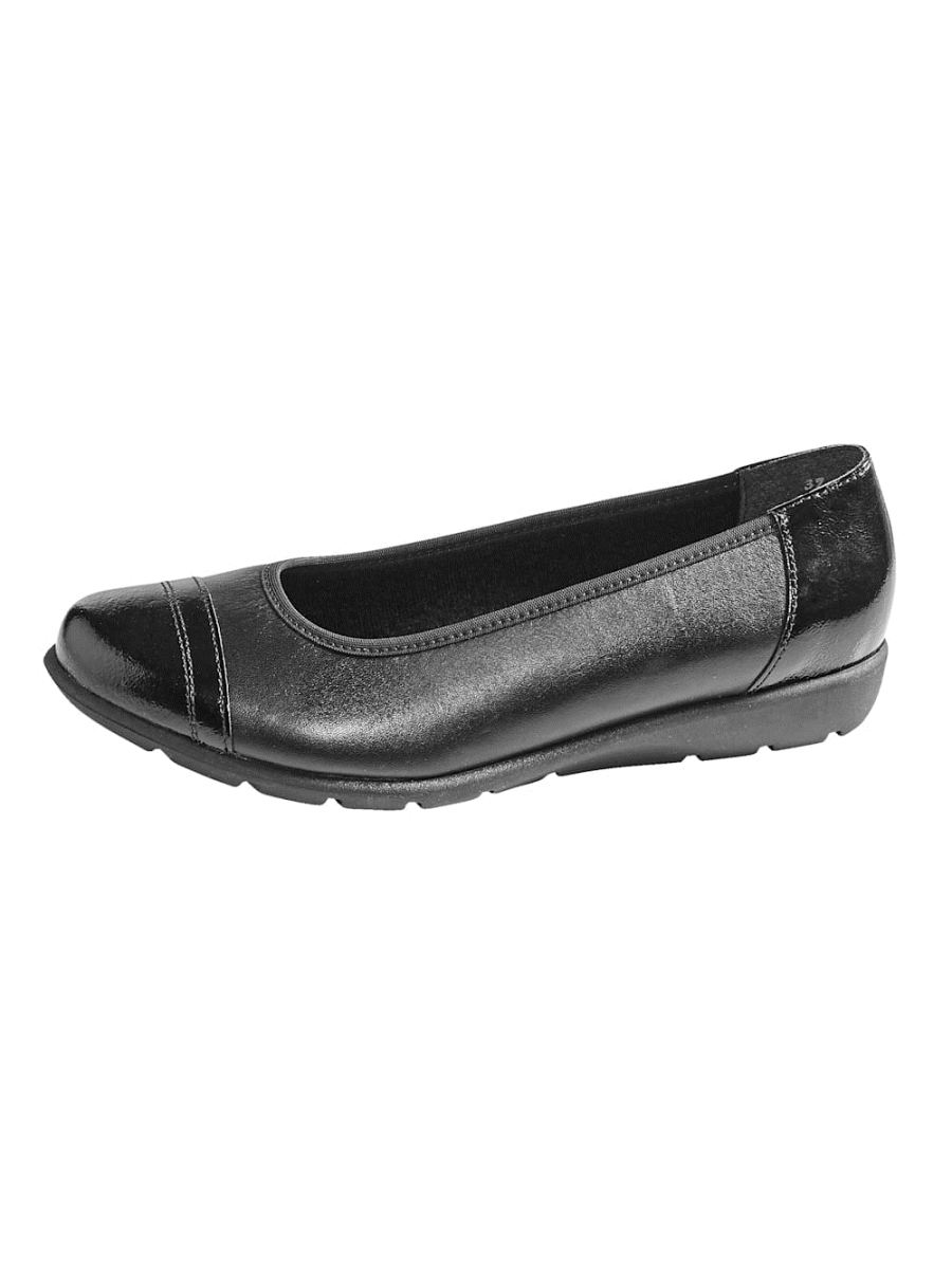 Vamos | Fur Damen Ballerina in tollem Leder-Mix - Schwarz